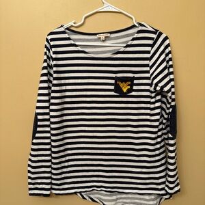 Striped Long-Sleeve Pocket Tee with WV Patch - Navy & White